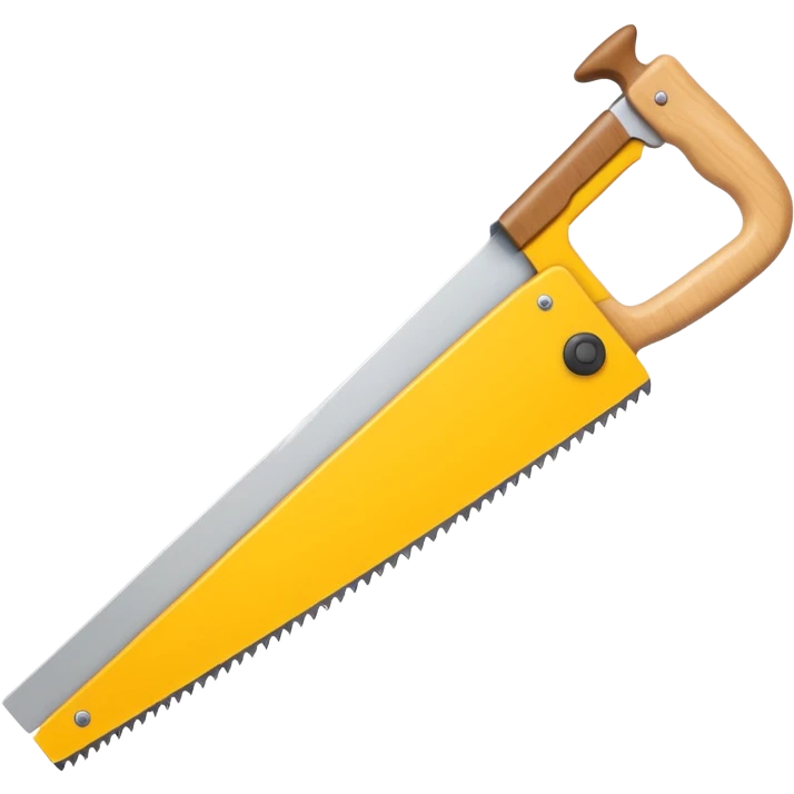 Combine the concept of indecision and a woodworking hand saw. The emoji should clearly show hesitation or uncertainty (e.g. a confused facial expression, or a split decision gesture) integrated with a classic wood saw. Simple, clean emoji style, bold shapes, minimal details emoji