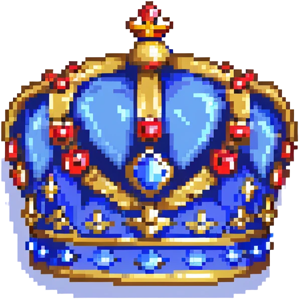 A royal blue king's crown with gold trim and red gems emoji