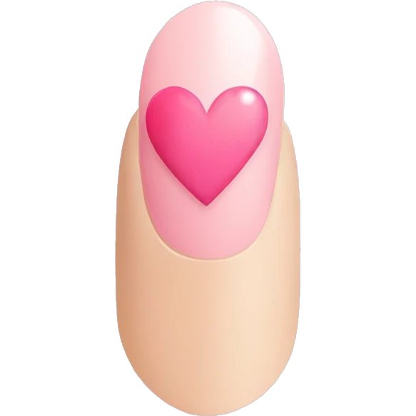 Nails with heart pink and cute emoji
