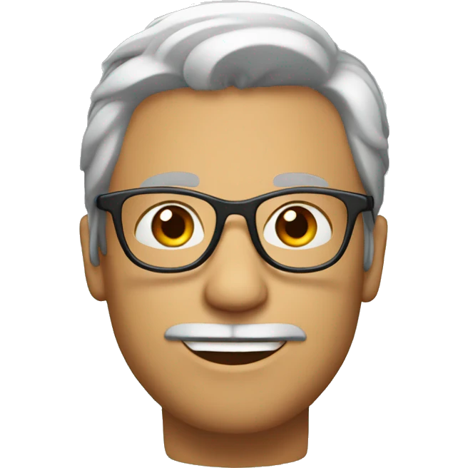 Man, looking up hair, glasses emoji