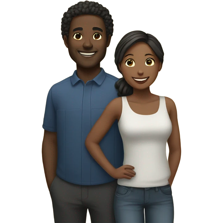 Black Man and woman together smiling emoji