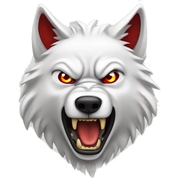 Angry white wolf with red eyes emoji