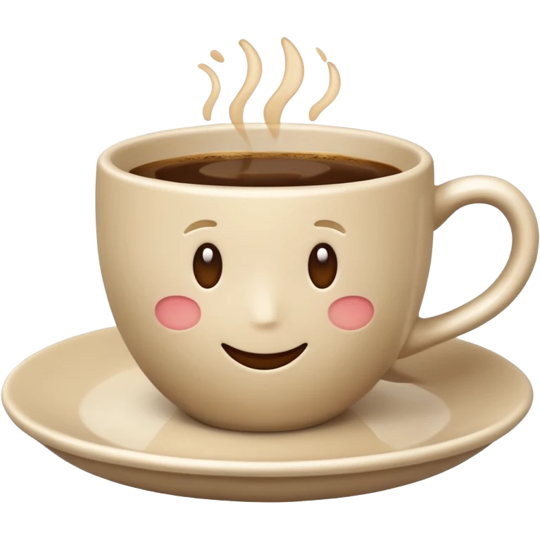 strict minimalist light beige coffee cup on saucer, Apple emoji style, no text emoji