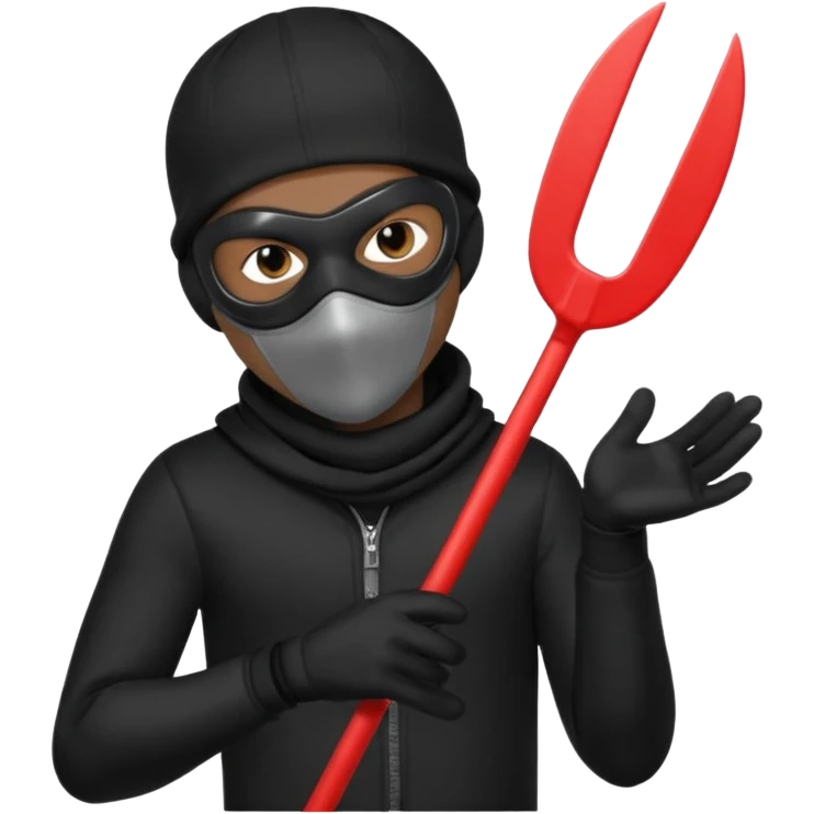 A young African male wearing a ski mask in full black clothing, holding a micro Draco in the air carelessly emoji