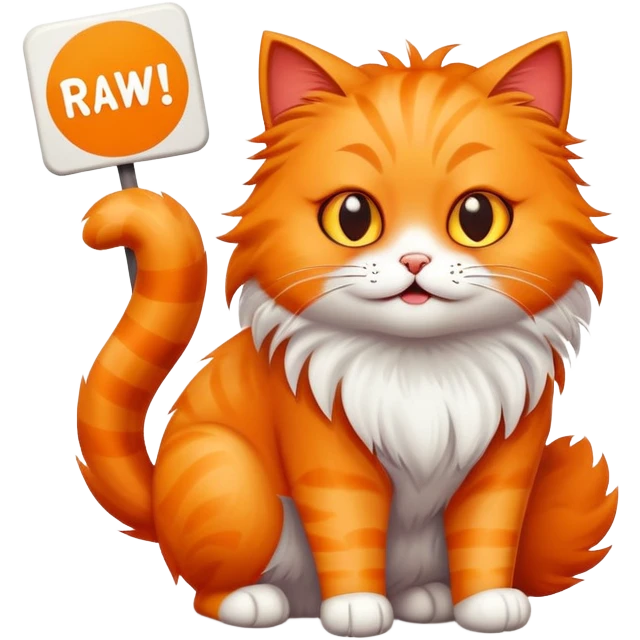 Sassy cat with sign that says rawr emoji