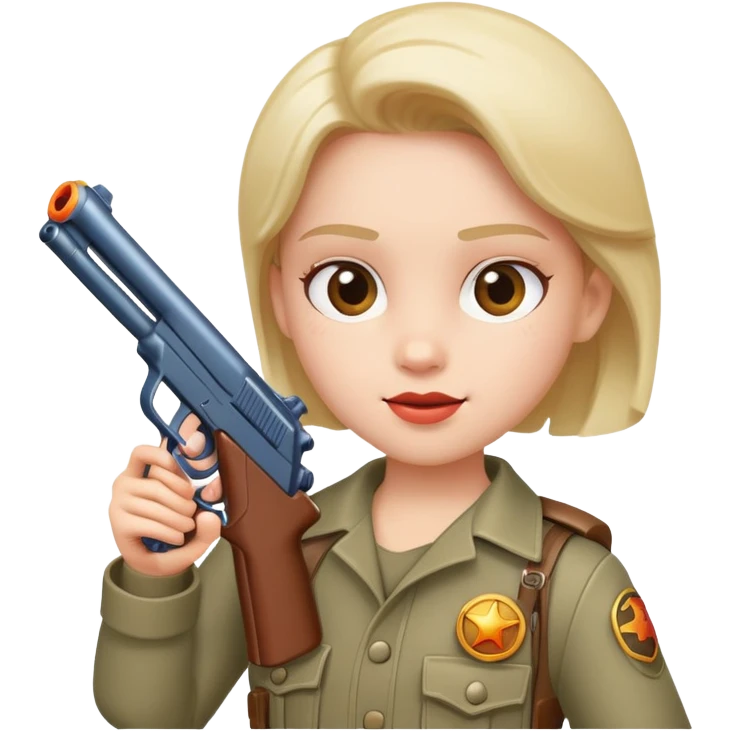 character holding a toy gun, playful expression emoji