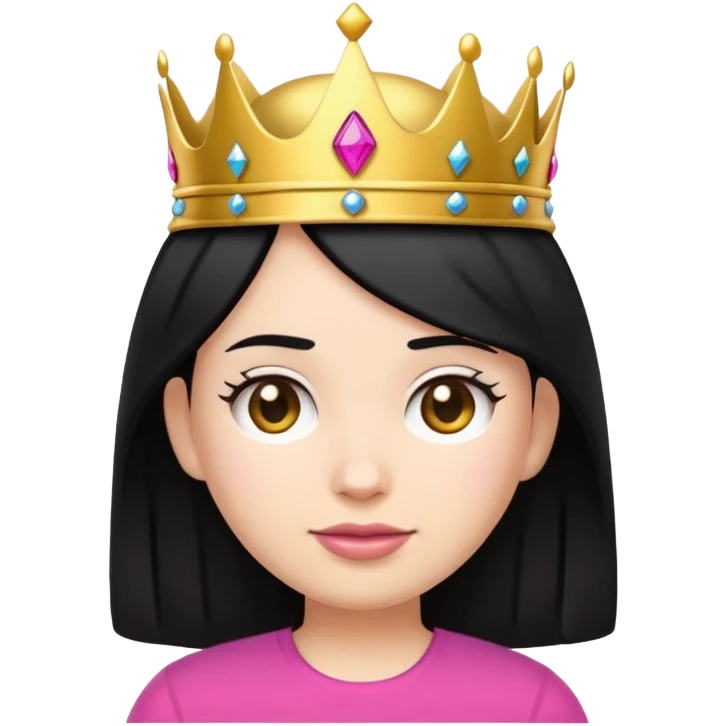 An emoji of a girl with black hair wearing a T-mobile shirt and a gold crown on her head emoji