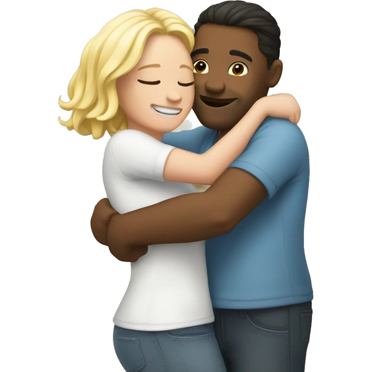 Hug white cuple her and  emoji
