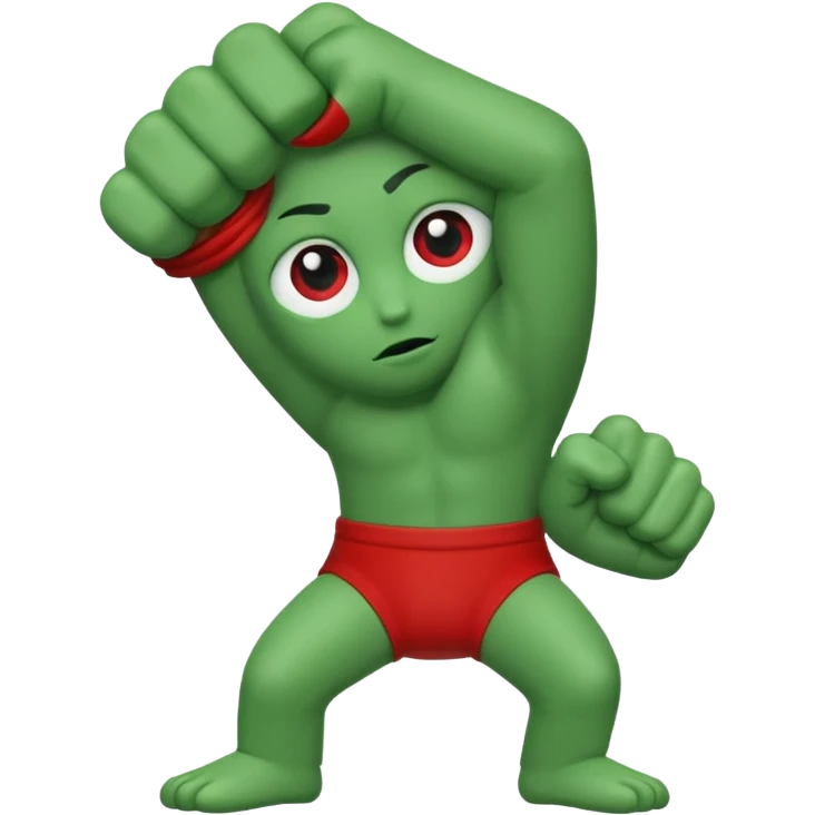 W or L has the appearance of two letters that are combined together, or next to each other. An eye is plastered on each letter, and are attached to legs. The W is green, while the L is red. W’s hand is curled tightly into a fist, and L’s hand is posed in an “L” shape. emoji