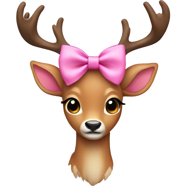 Deer wearing pink bow emoji