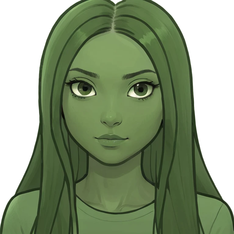 black girl with long straight hair middle parted emoji