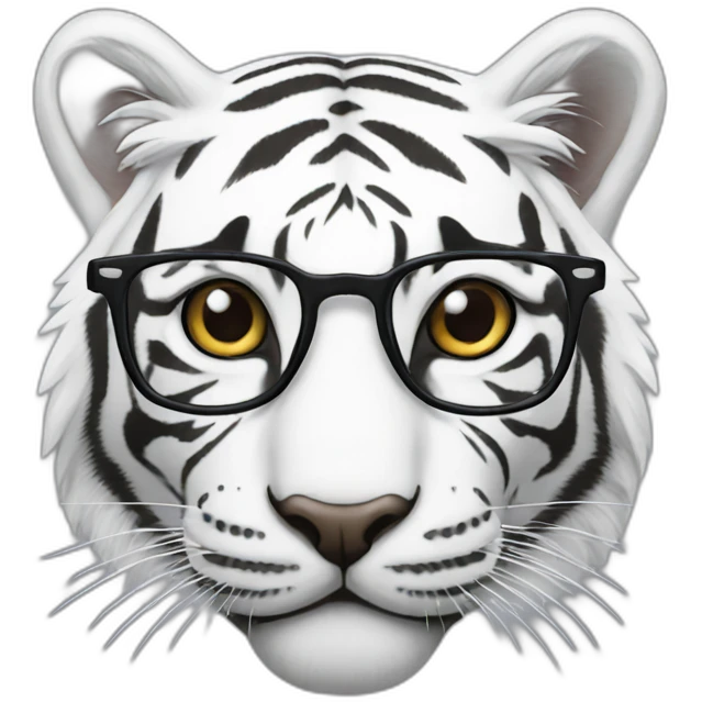 White tiger with glasses emoji