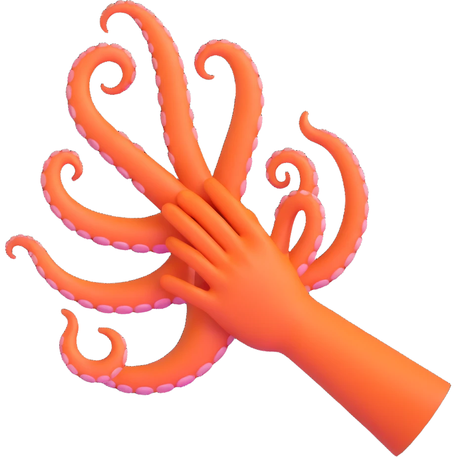 hand with tentacles instead of fingers emoji