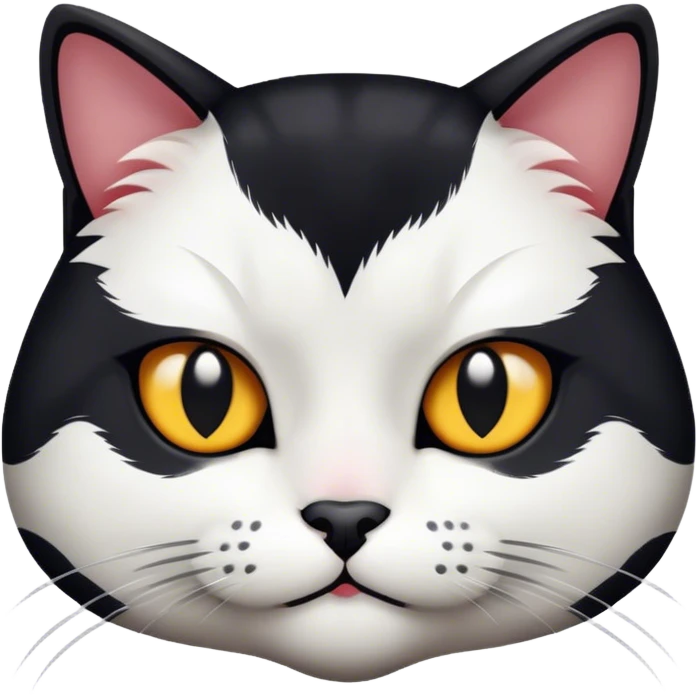black and white cat face more black than white mean looking emoji