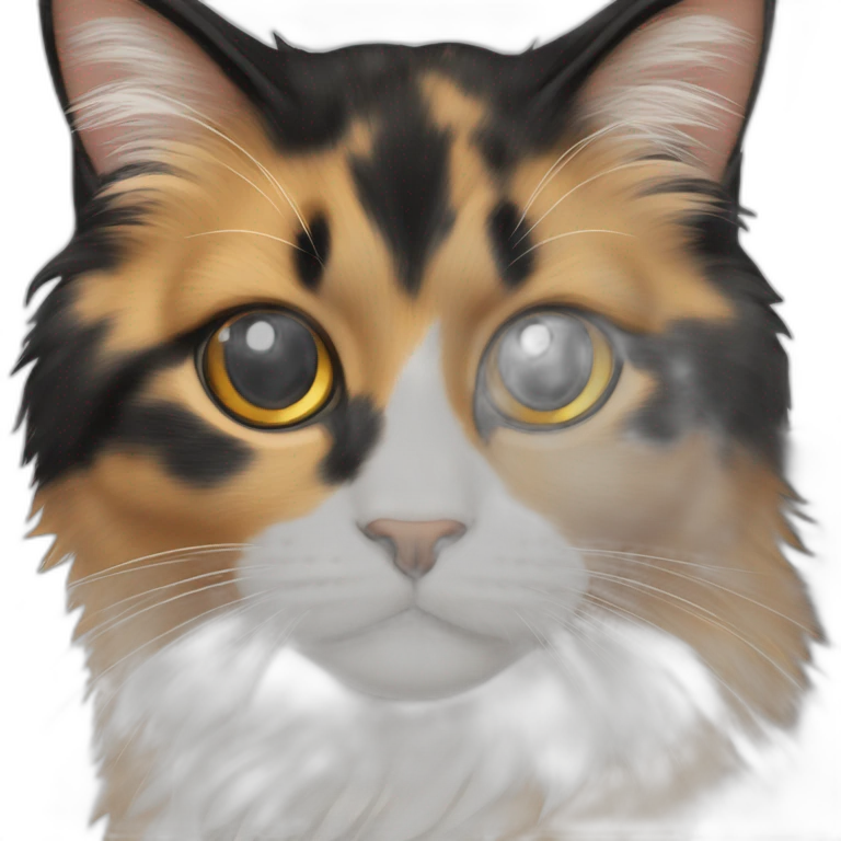 calico cat long haired black mark on nose emoji