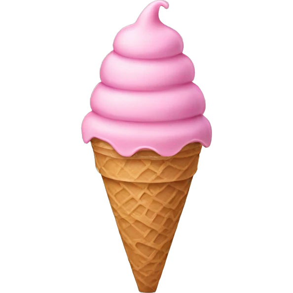 Pink ice cream in a tan cone emoji
