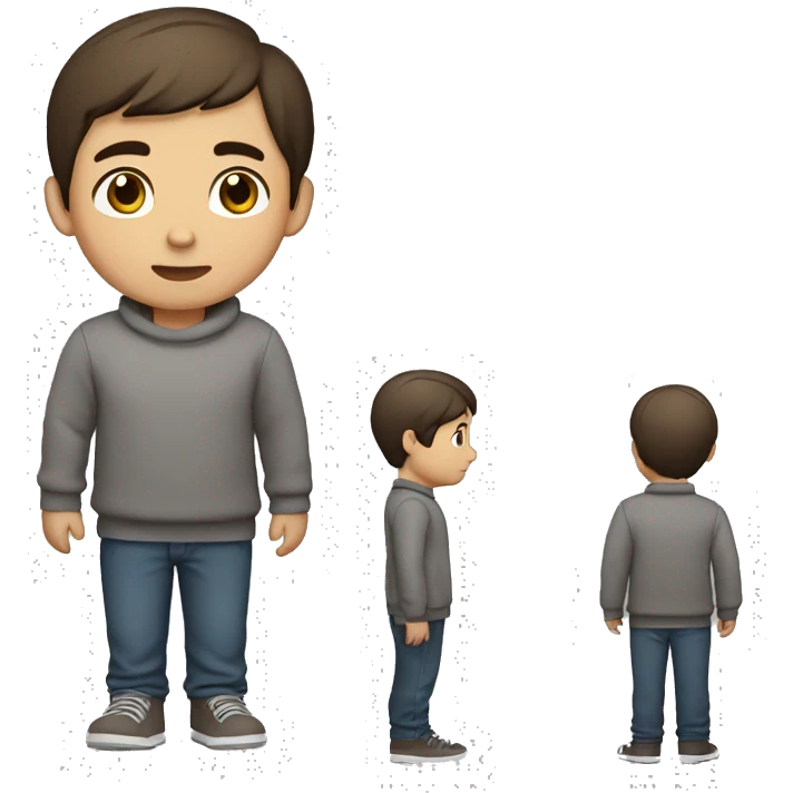 winter, christmas, hispanic, short brown hair, boy, brown eyes, child, full body, grey sweater emoji