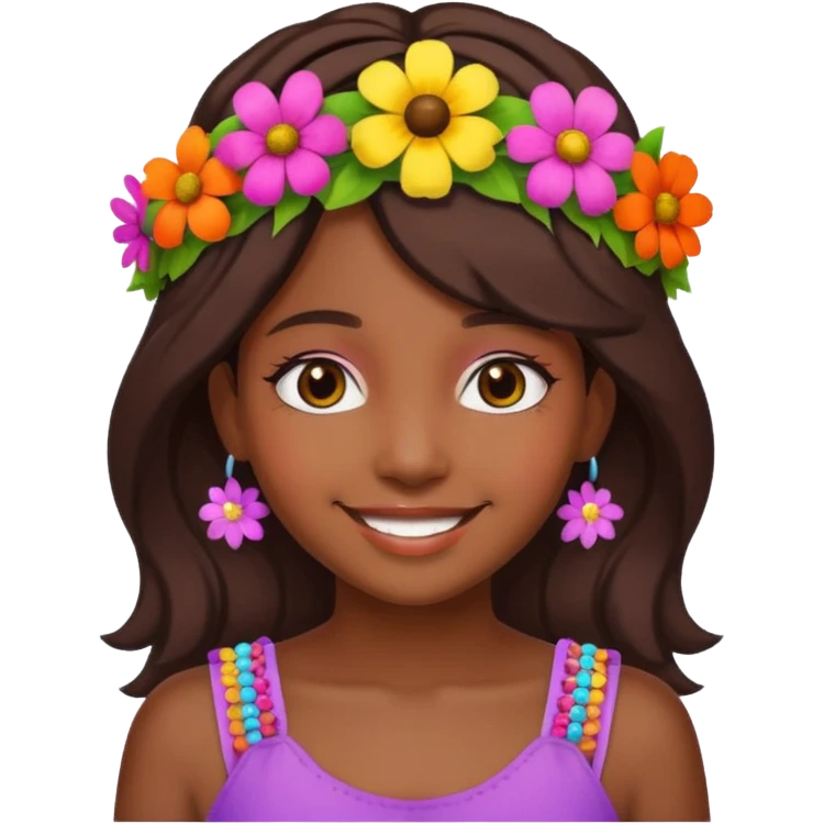 brown girl with flower crowns emoji