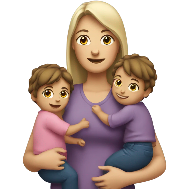 Australian mum holding two kids, standing  emoji