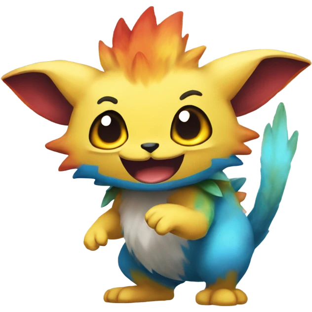 Colorful cute furry anthropomorphic painted Fakémon-Pokémon-creature emoji