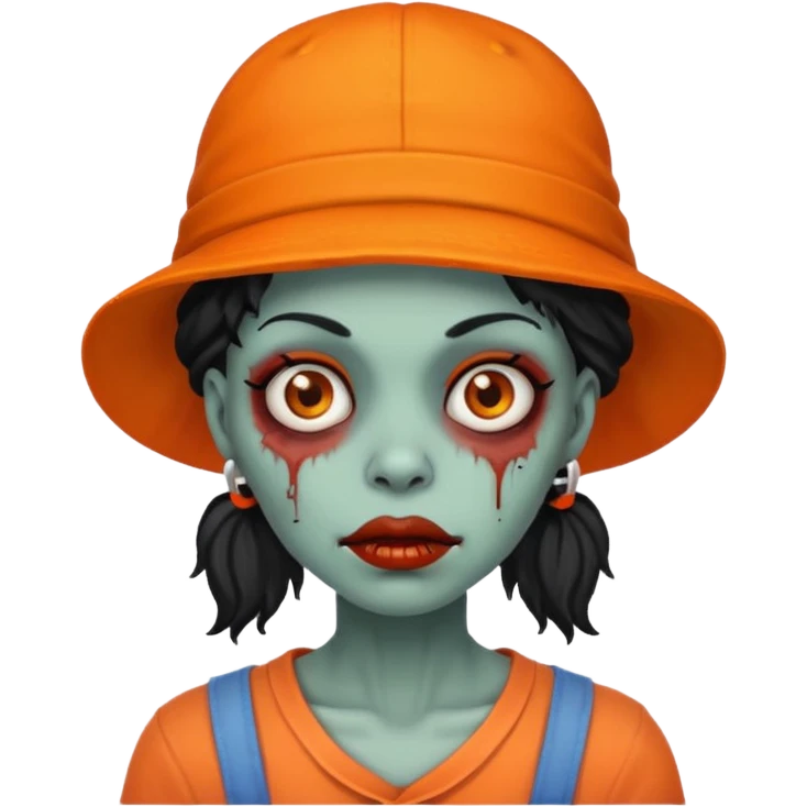 zombie black woman in orange hats emoji