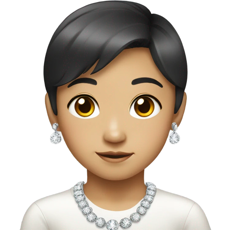 Asian kid with diamond necklace emoji