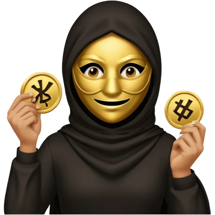 Robber emoji holding a 💰 wearing a mask that is made of robber dress emoji