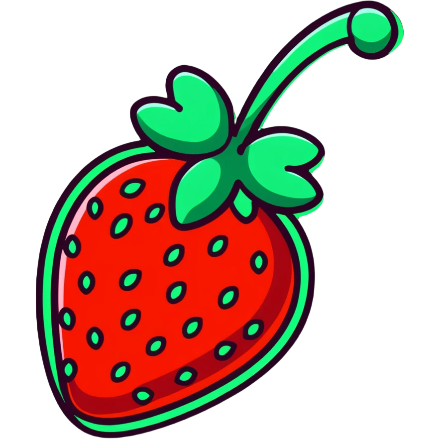 neon sign strawberry glowing effect emoji