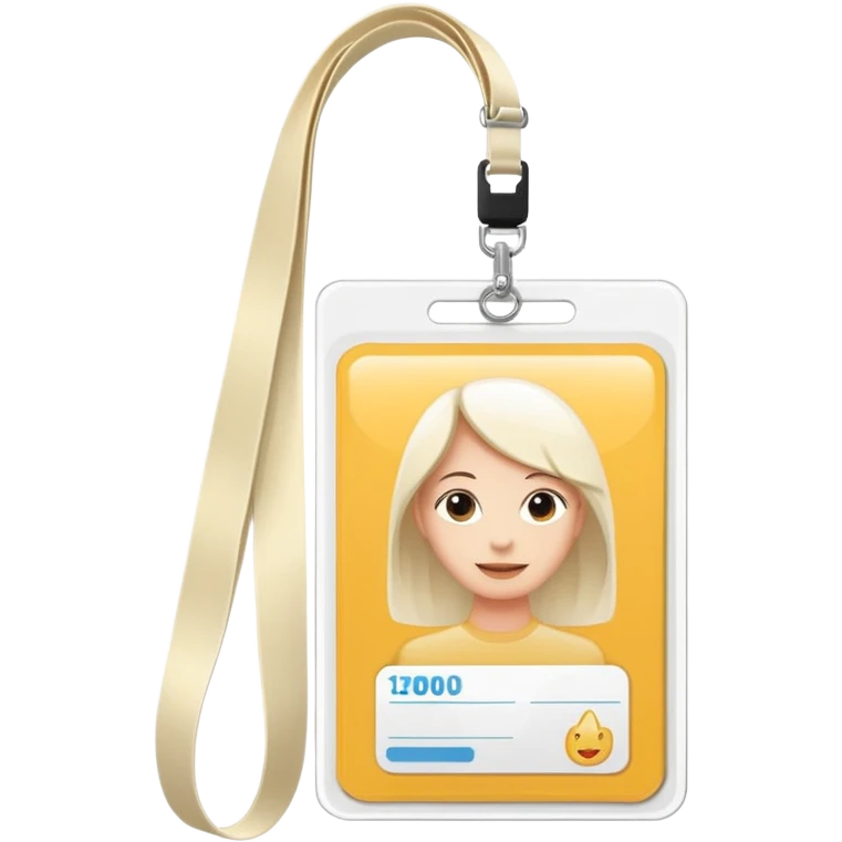 a blank id card with long looped cream lanyard emoji