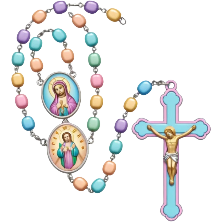 jolie chapelet catholique multicolore pastel emoji
