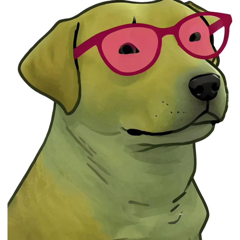 Yellow lab with pink glasses  emoji