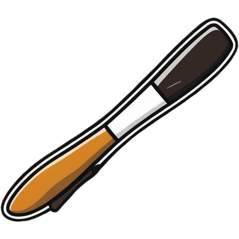 Minimal icon with fluid line turning into shapes – brush, spotlight, note – one symbol, many arts emoji