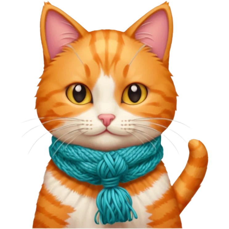 Cat knitting a tiny scarf emoji
