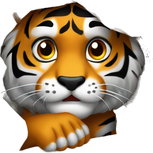 tiger hiding under rock emoji
