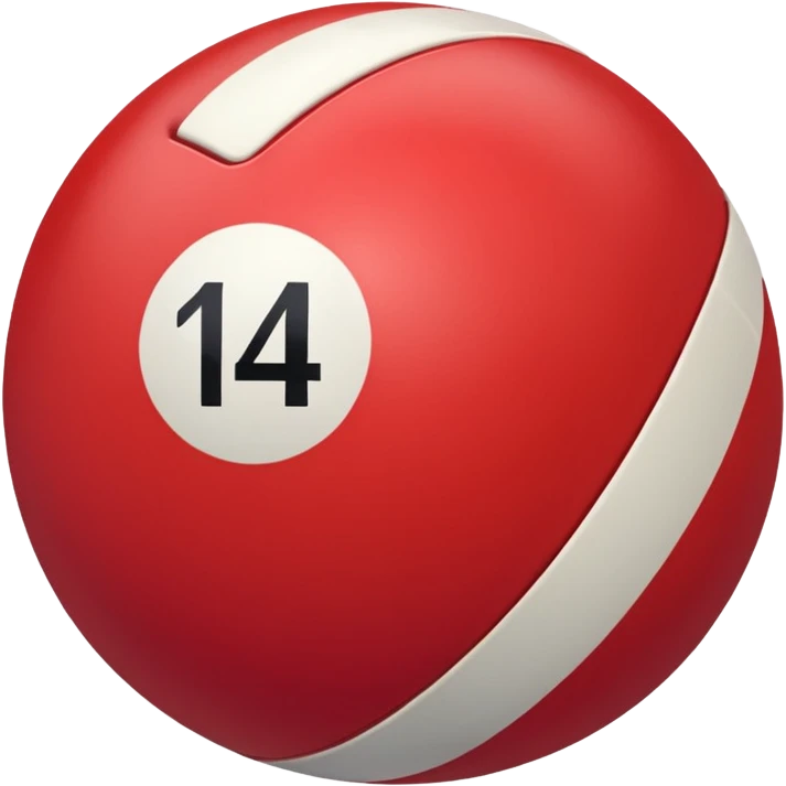 The number 14 on a red pool ball emoji