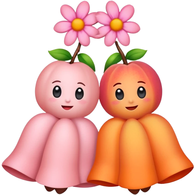 Wedding bells with bright flowers peach pink orange emoji