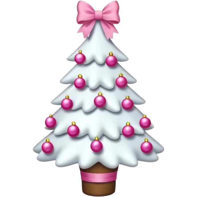 WHITE CHRISTMAS TREE WITH PINK BOWS emoji
