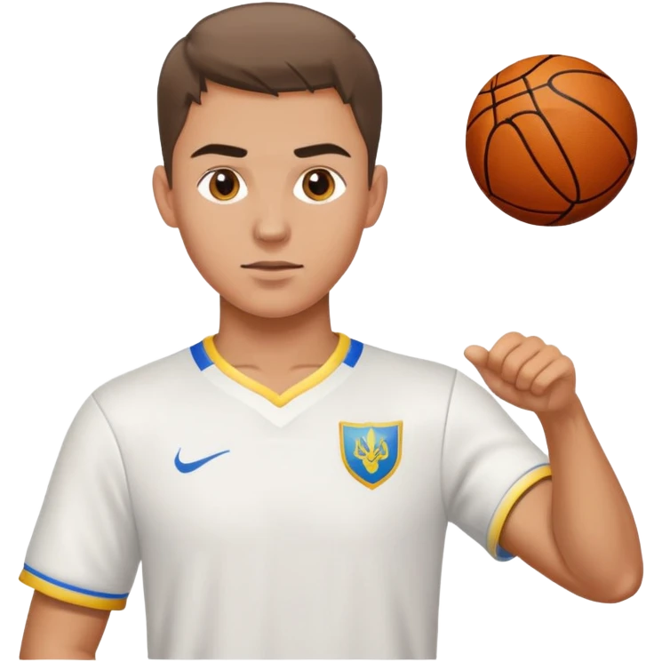 Ukrainian young man in a white embroidered shirt playing sports emoji