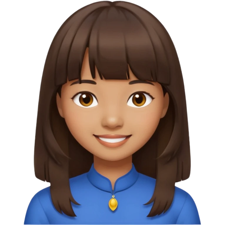 Brown-skinned Asian girl with straight brown hair and bangs  emoji