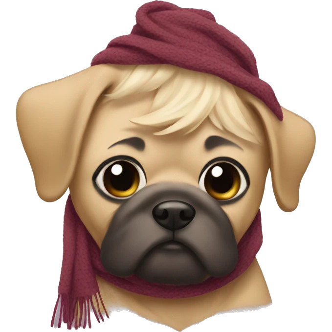 Mops wearing a scarf  emoji