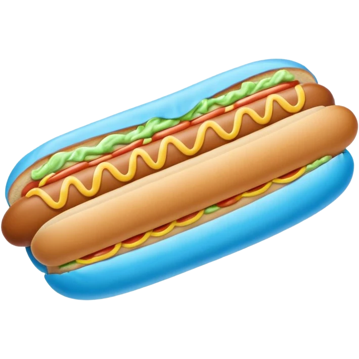 a blue hotdog bun with a minty colored hotdog in the middle of it emoji