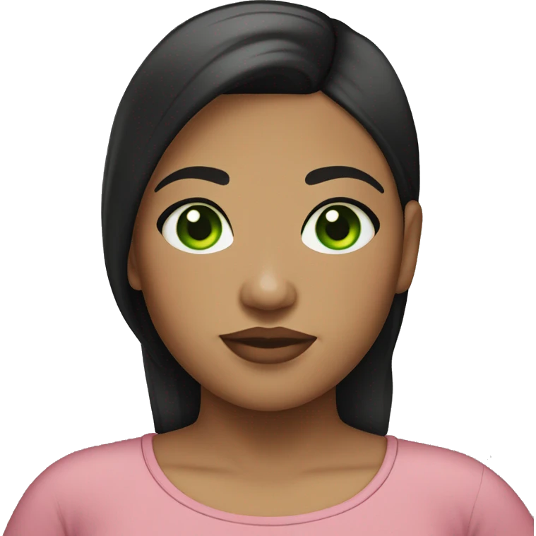Light skin fat girl with green eyes straight black hair emoji
