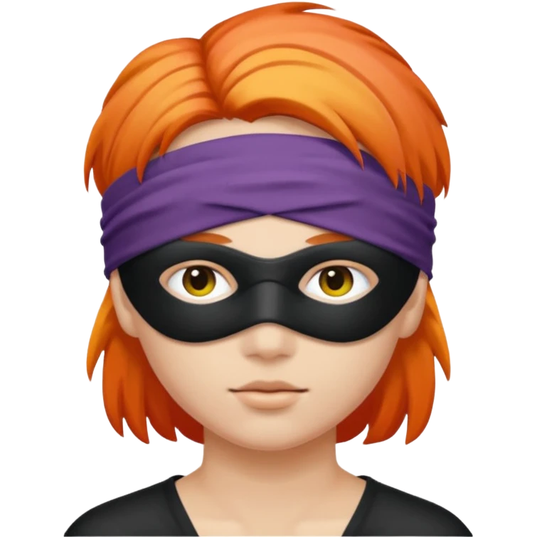 Blindfold person with different colors of hair. No trusting games with people blindfolded behind steering wheel emoji