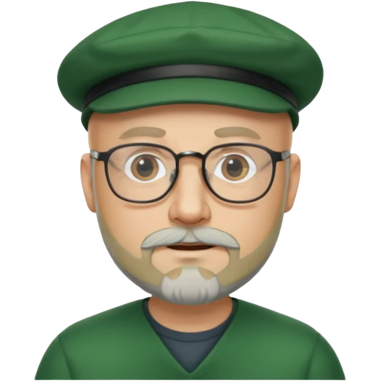 47 year old white male, bald, short beard with glasses and irish cap emoji