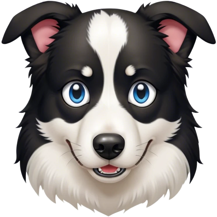 Cinematic Meme-Worthy Grumpy Border Collie Portrait Emoji, Head held high but eyes filled with dramatic disappointment, smooth black and white fur with a deeply furrowed brow forming an unmistakable scowl, floppy ears slightly angled back in disapproval, piercing blue eyes glaring with pure exasperation, Simplified yet hilariously over-exaggerated features, highly detailed, glowing with an aura of supreme annoyance, high shine, exhausted yet judgmental, stylized with an almost regal pettiness, bright but brooding, soft glowing outline, capturing the essence of a herder that has seen it all and is thoroughly unimpressed, so meme-worthy it feels like it could instantly become the next viral sensation of grumpiness! emoji