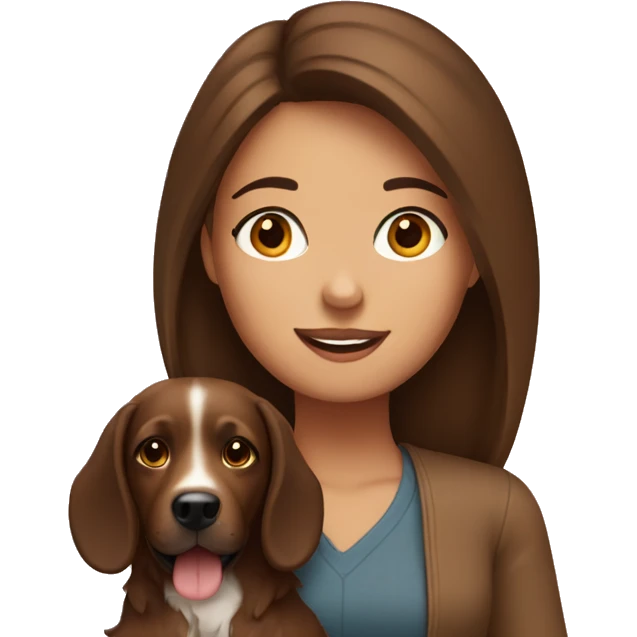 Brunette girl with brown dog  emoji