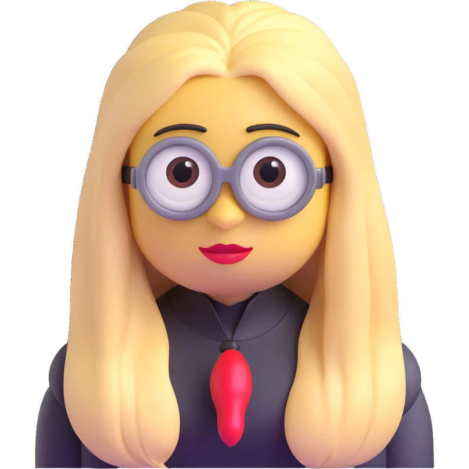 minion with long blonde hair and red lipstick emoji