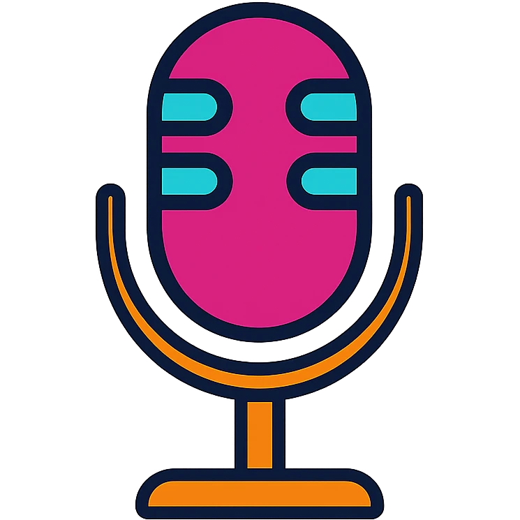 microphone icon, lineal color icon with black outlines, vibrant and clear emoji
