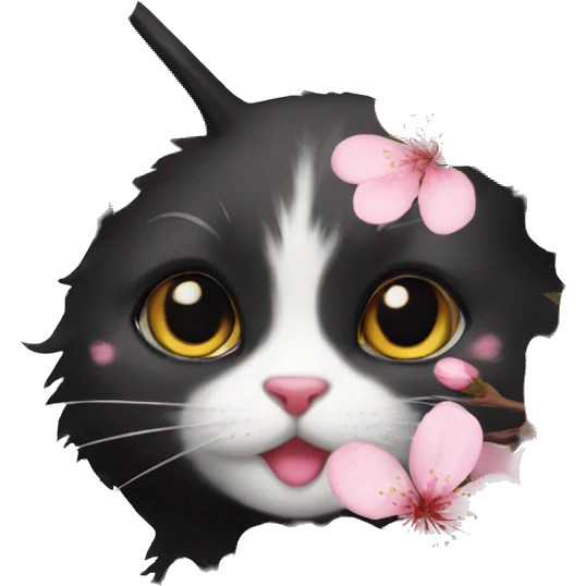 Cherry blossom flowers black cat blossoms emoji