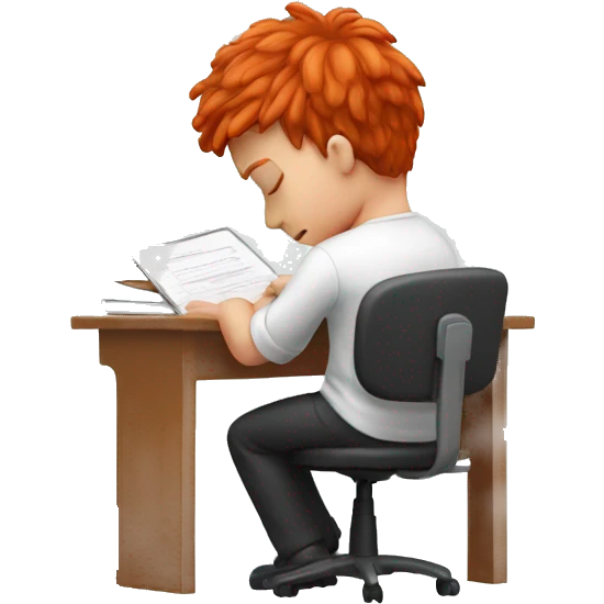 red hair failing an exam emoji